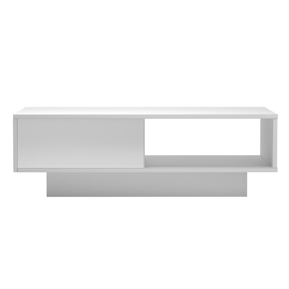 Artiss Coffee Table LED Lights High Gloss Storage Drawer Modern Furniture White Artiss