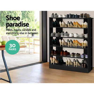 Artiss 6-Tier Shoe Rack Cabinet - Black