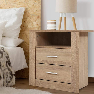 Artiss Bedside Tables Drawers Storage Cabinet Shelf Side End Table Oak
