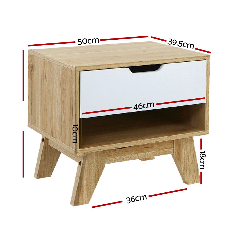 Artiss Bedside Table Drawer Nightstand Shelf Cabinet Storage Lamp Side Wooden freeshipping - Awezingly