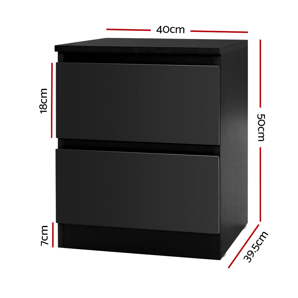Artiss Bedside Tables Nightstand Black Lamp Artiss