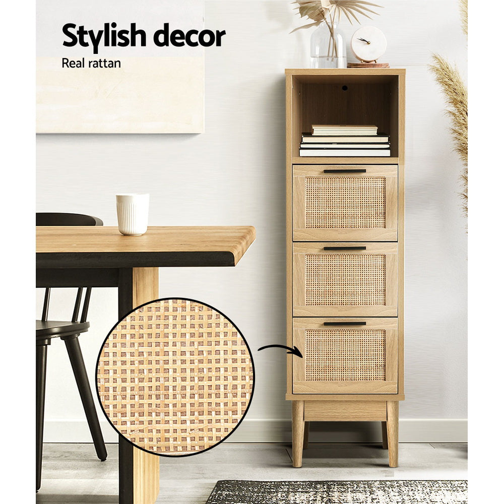 Artiss 3 Chest of Drawers Rattan Furniture Cabinet Storage Side End Table Shelf Artiss