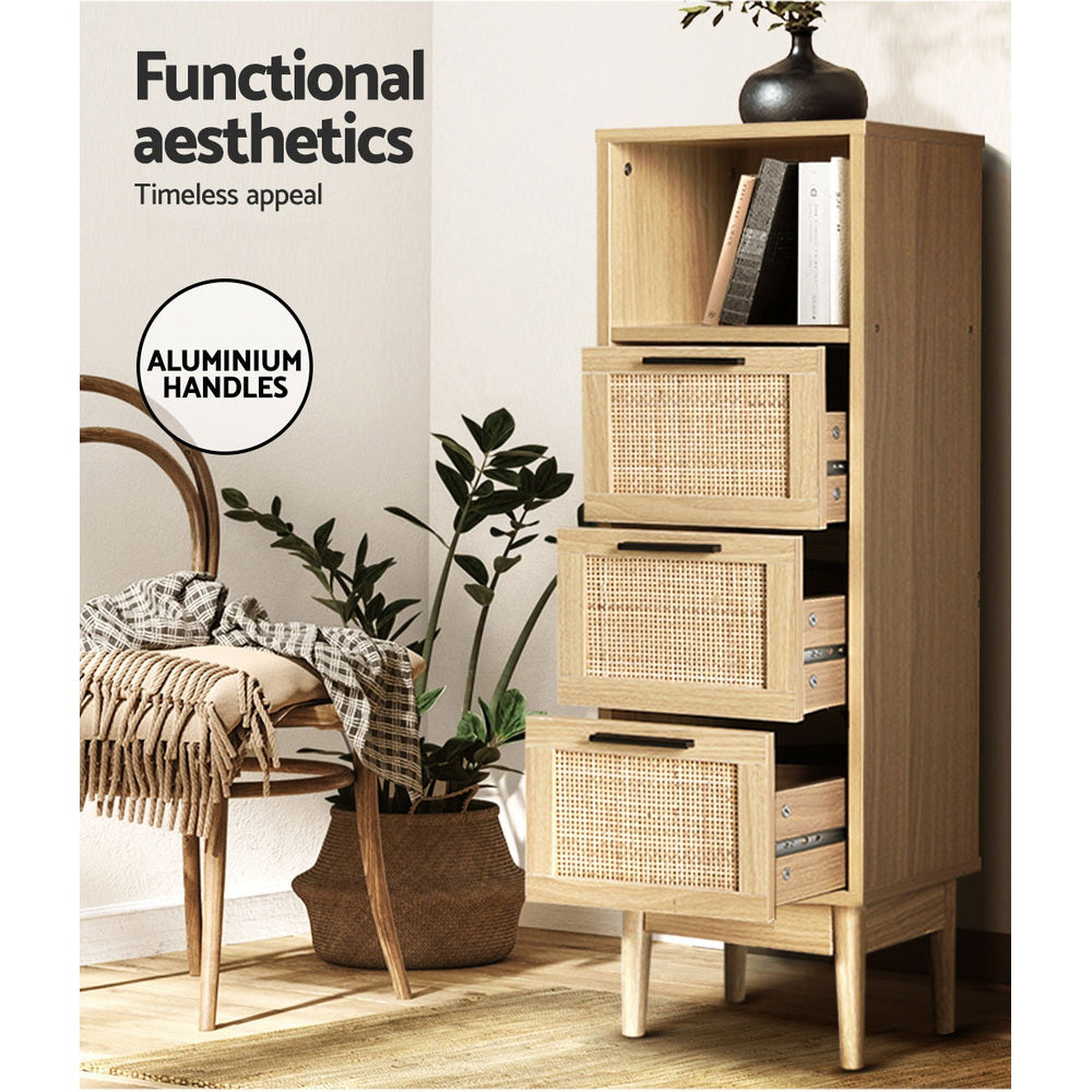 Artiss 3 Chest of Drawers Rattan Furniture Cabinet Storage Side End Table Shelf Artiss