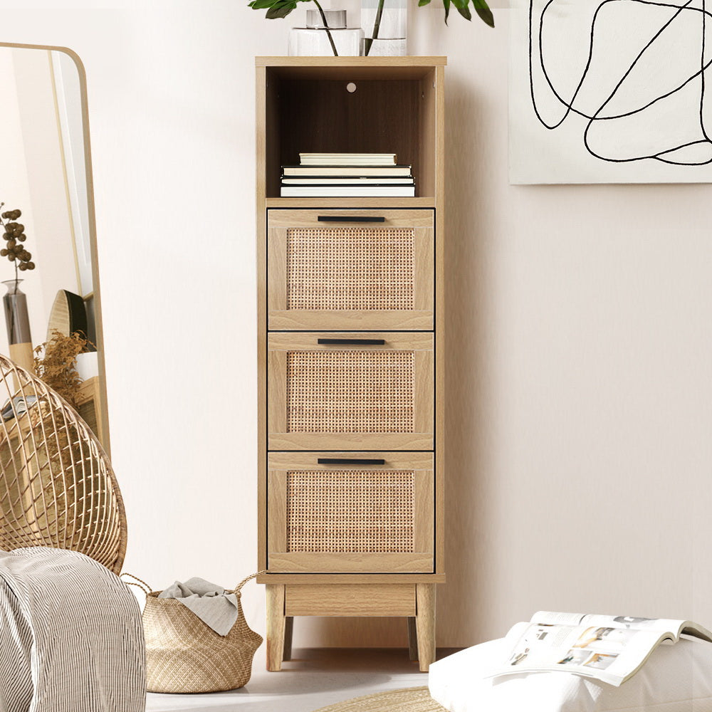 Artiss 3 Chest of Drawers Rattan Furniture Cabinet Storage Side End Table Shelf Artiss