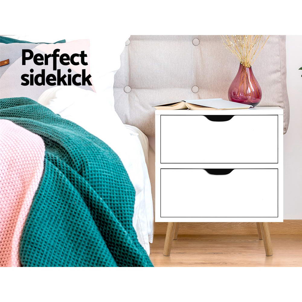 Artiss Bedside Tables Drawers Side Table Nightstand White Storage Cabinet Wood freeshipping - Awezingly