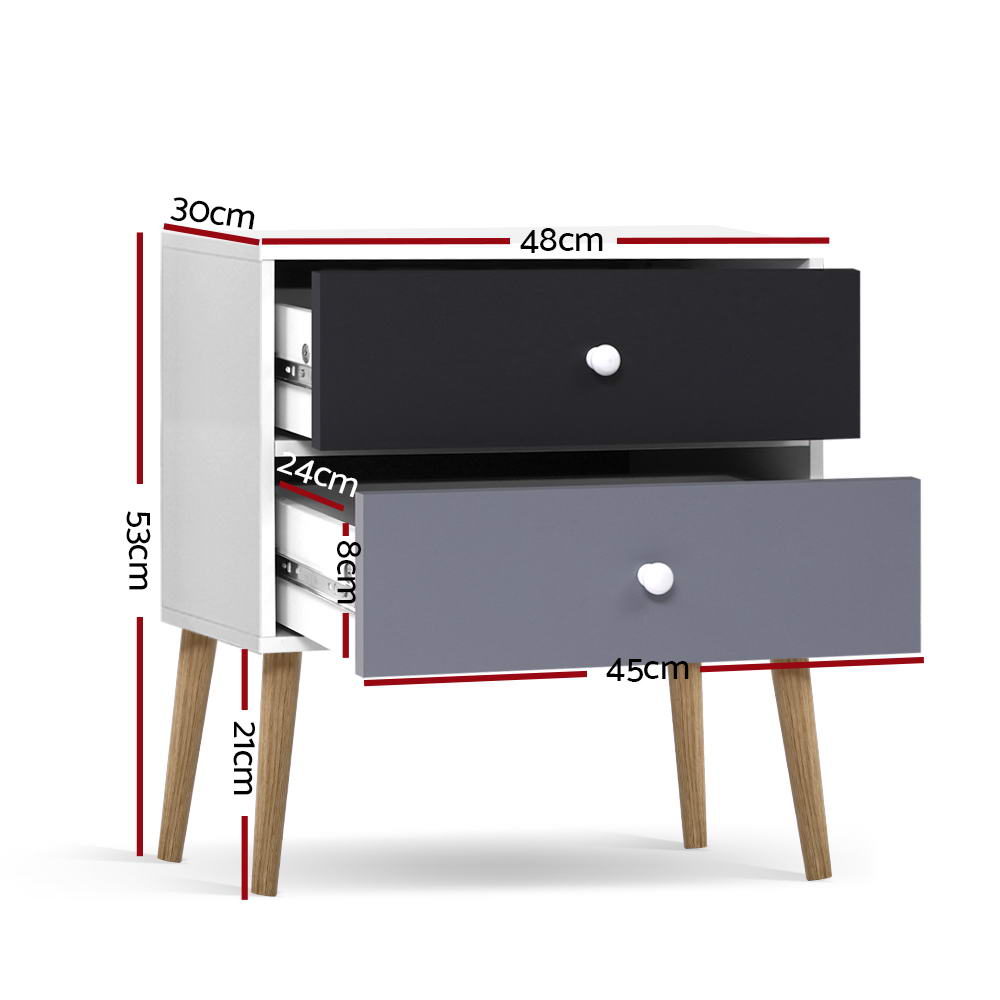 Artiss Bedside Tables Drawers Side Table Nightstand Lamp Side Storage Cabinet freeshipping - Awezingly