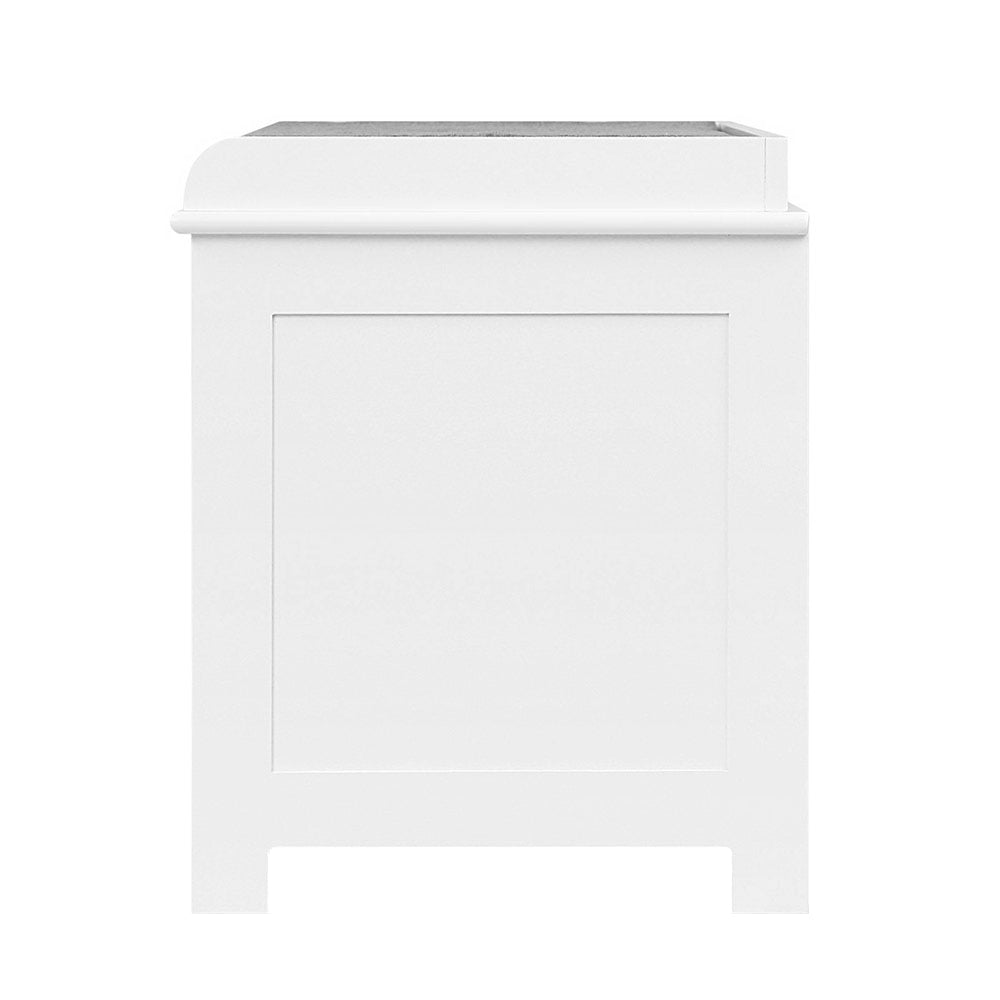 Artiss Fabric Shoe Bench with Drawers - White & Grey Artiss