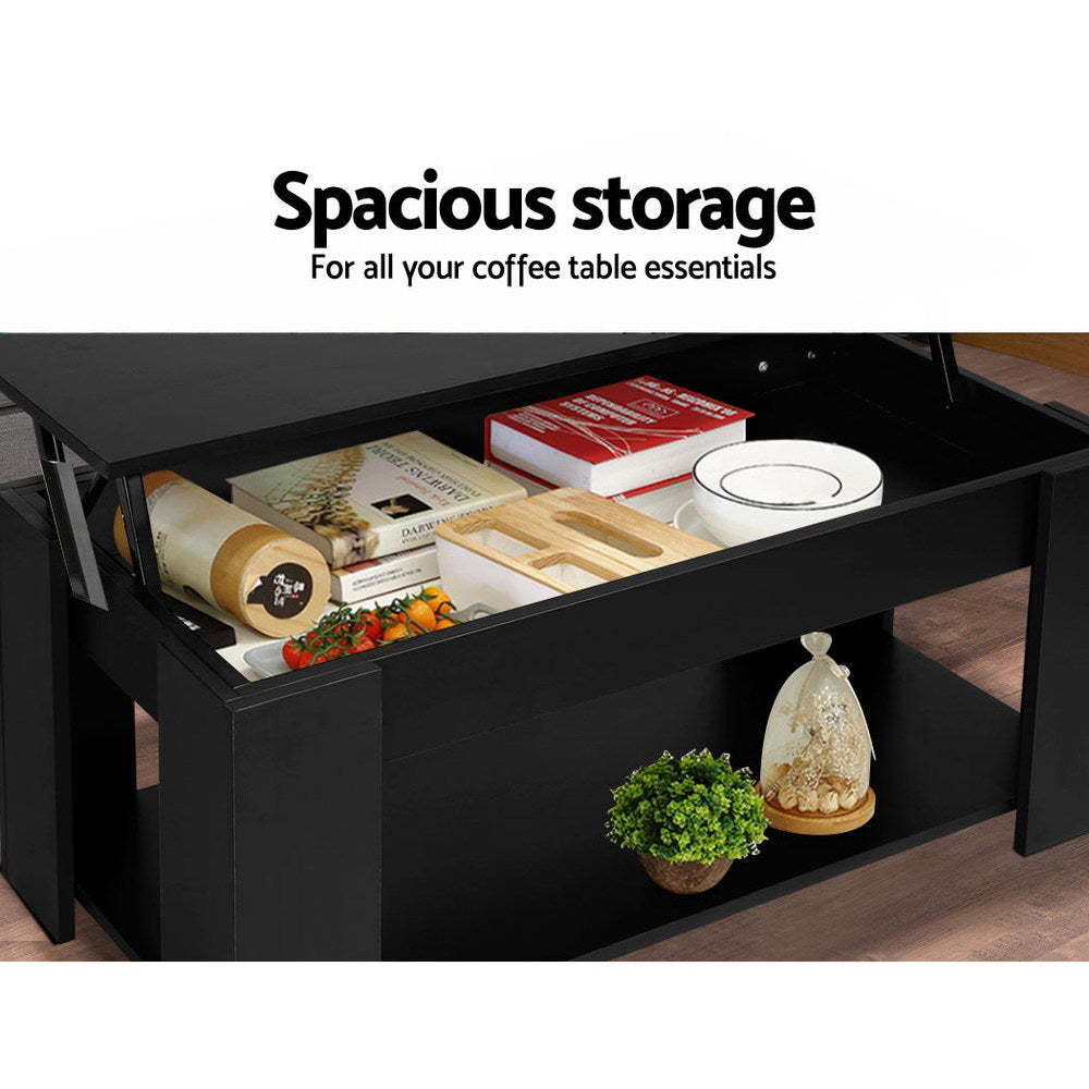 Artiss Lift Up Top Mechanical Coffee Table - Black freeshipping - Awezingly