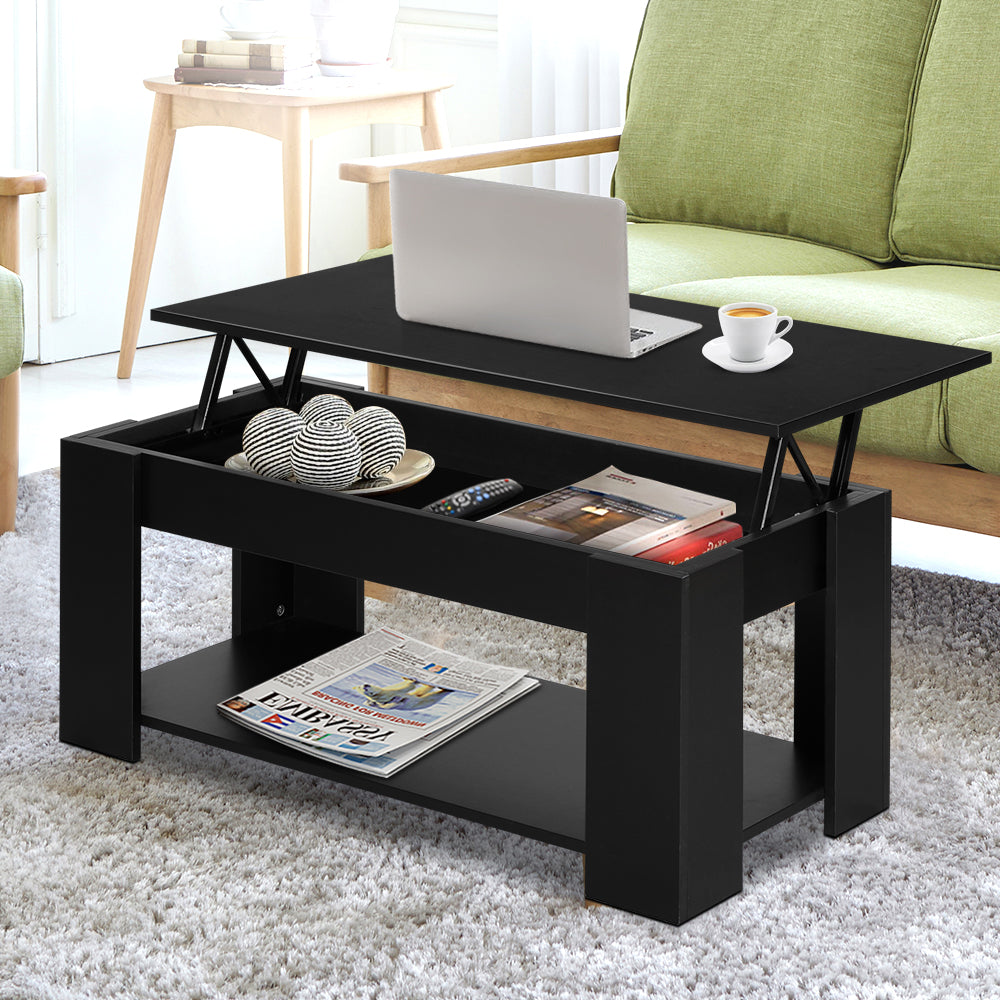 Artiss Lift Up Top Mechanical Coffee Table - Black freeshipping - Awezingly