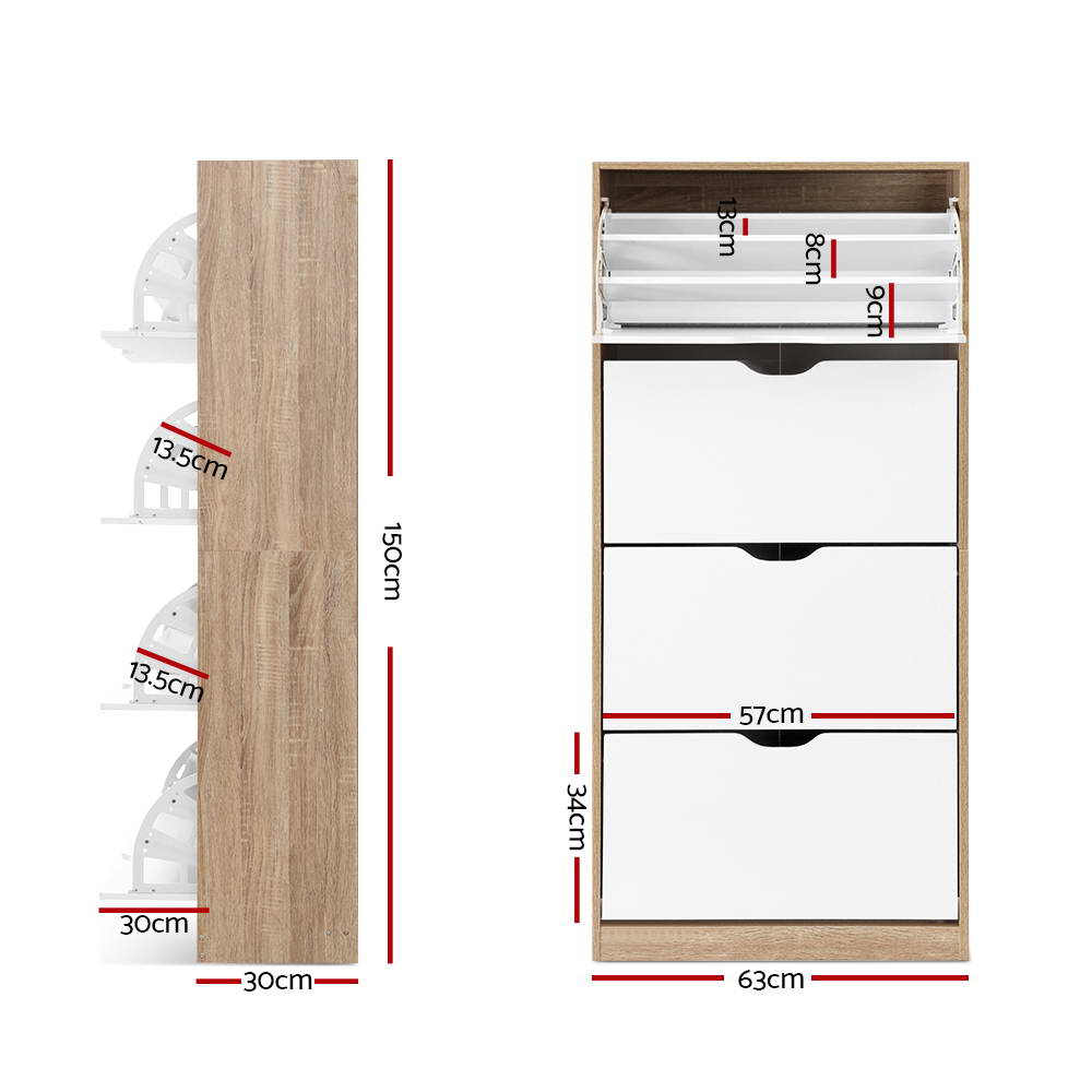 Artiss 48 Pairs Shoe Cabinet Rack Organiser Storage Shelf Wooden freeshipping - Awezingly