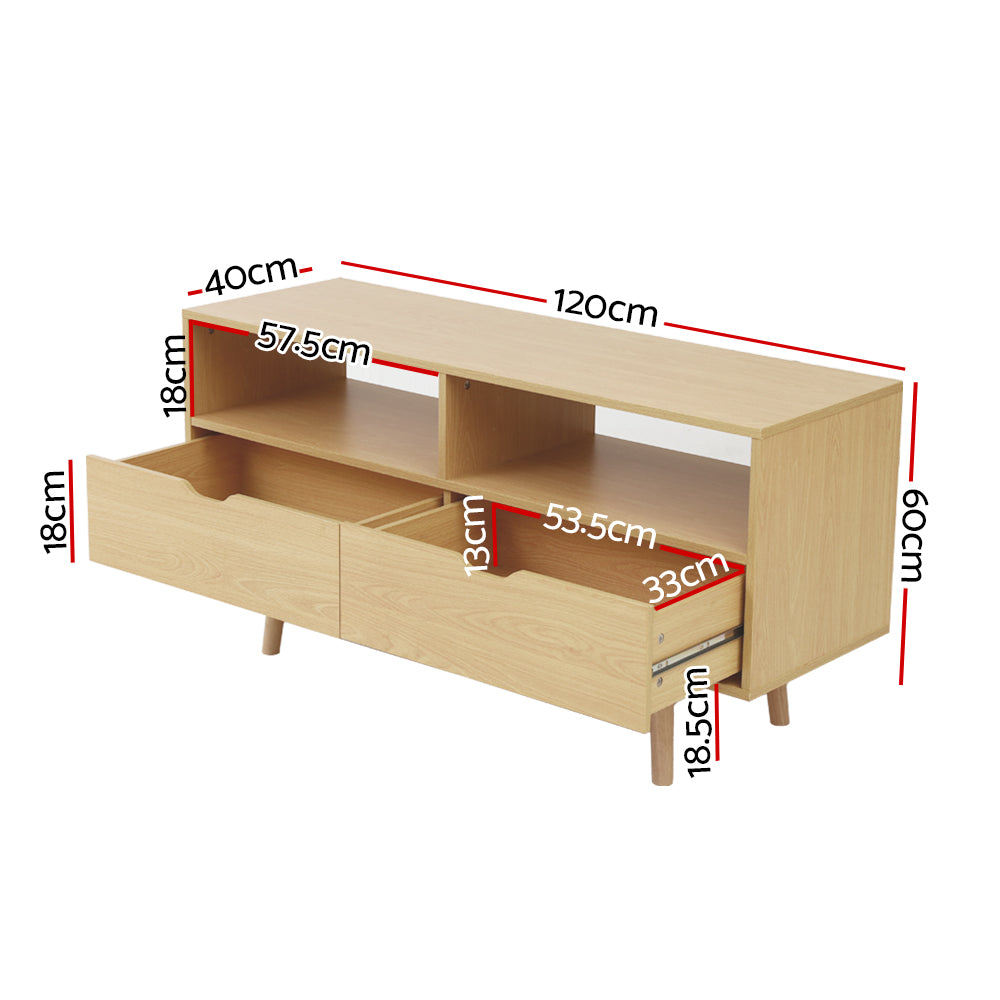 Artiss TV Cabinet Entertainment Unit Stand Wooden Storage 120cm Scandinavian freeshipping - Awezingly