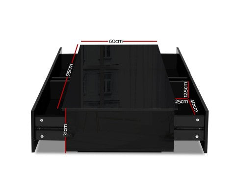 Artiss Modern Coffee Table 4 Storage Drawers High Gloss Black freeshipping - Awezingly
