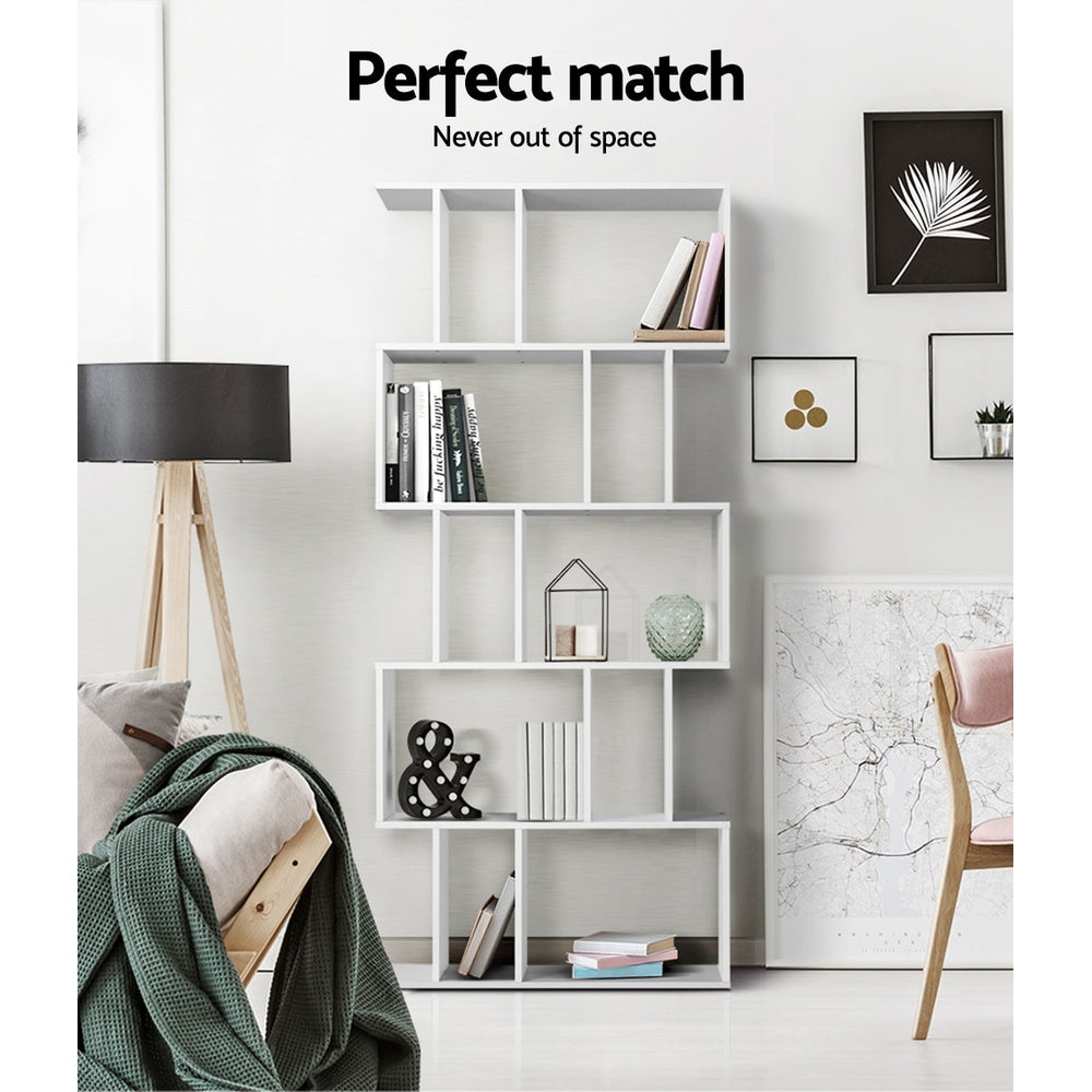 Artiss 5 Tier Bookshelf Display Shelf CD Cabinet Bookcase Stand Storage White freeshipping - Awezingly