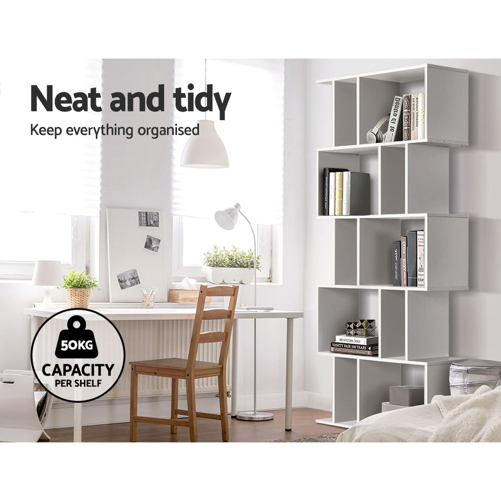 Artiss 5 Tier Bookshelf Display Shelf CD Cabinet Bookcase Stand Storage White freeshipping - Awezingly