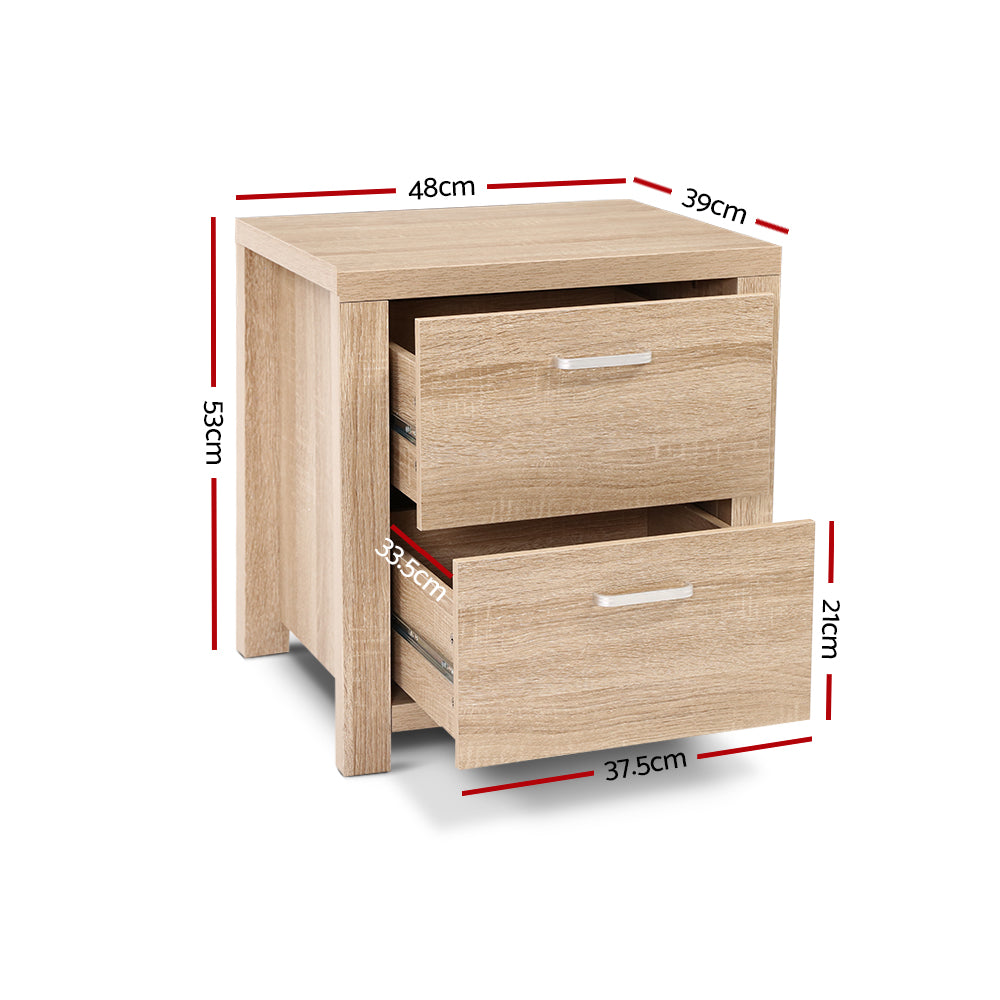 Artiss Bedside Table Lamp Side Tables Drawers Nightstand Unit Beige Wood freeshipping - Awezingly