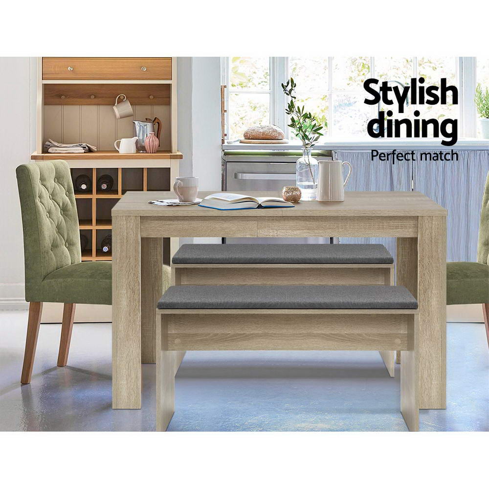 Artiss Dining Table 4 Seater Wooden Kitchen Set Oak 120cm Cafe Restaurant freeshipping - Awezingly