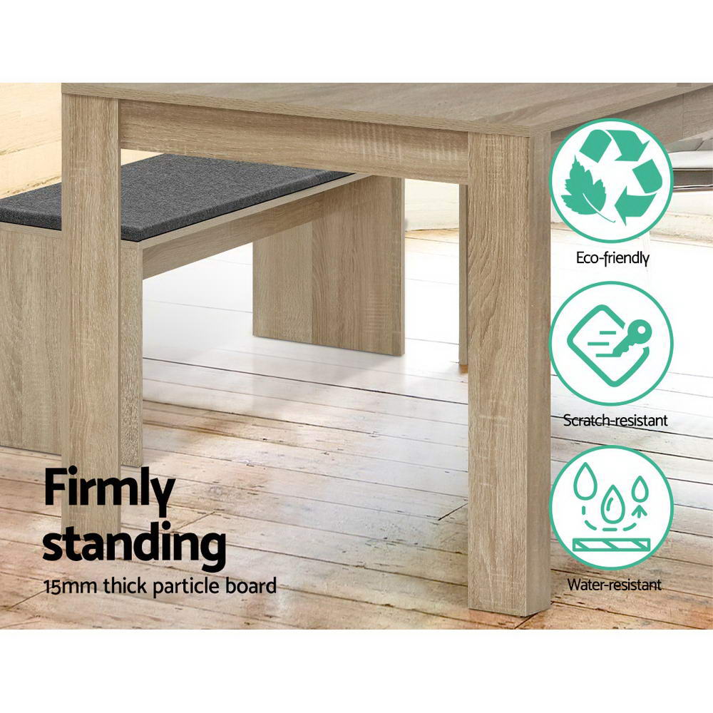 Artiss Dining Table 4 Seater Wooden Kitchen Set Oak 120cm Cafe Restaurant freeshipping - Awezingly