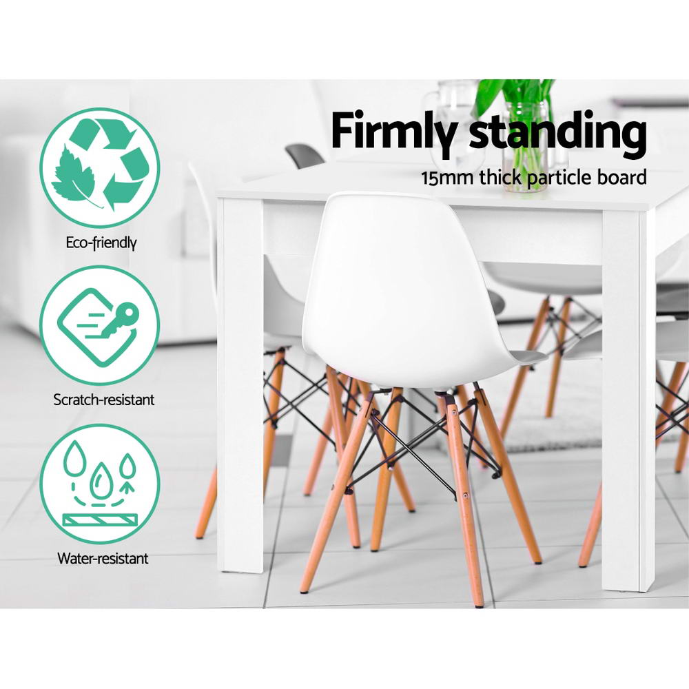 Artiss Dining Table 4 Seater Wooden Kitchen Tables White 120cm freeshipping - Awezingly