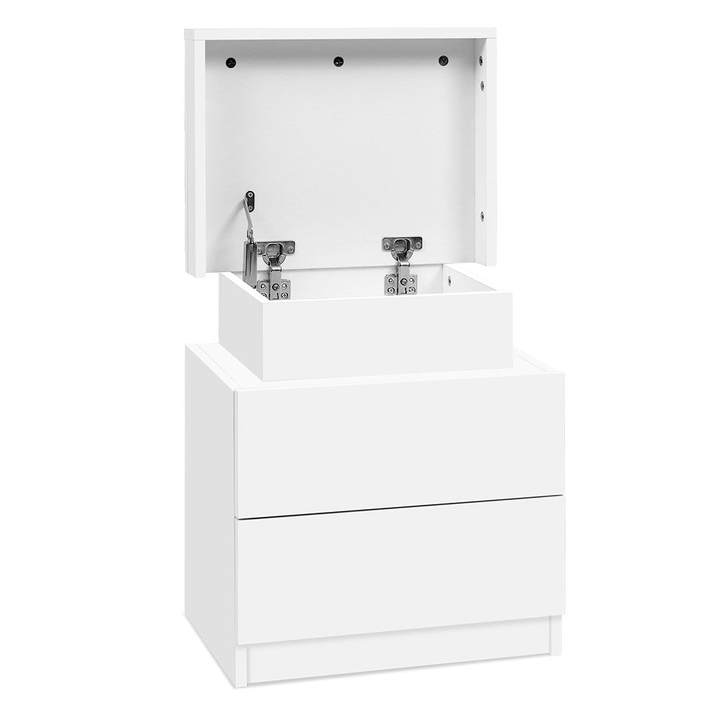 Artiss Bedside Tables 2 Drawers Side Table Storage Nightstand White Bedroom Wood freeshipping - Awezingly