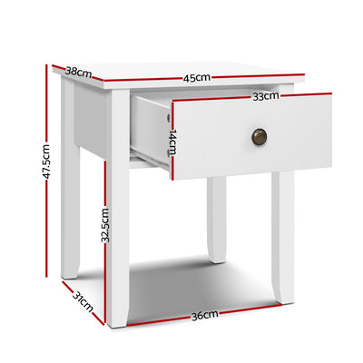 Bedside Tables Drawer Side Table Nightstand White Storage Cabinet White Lamp