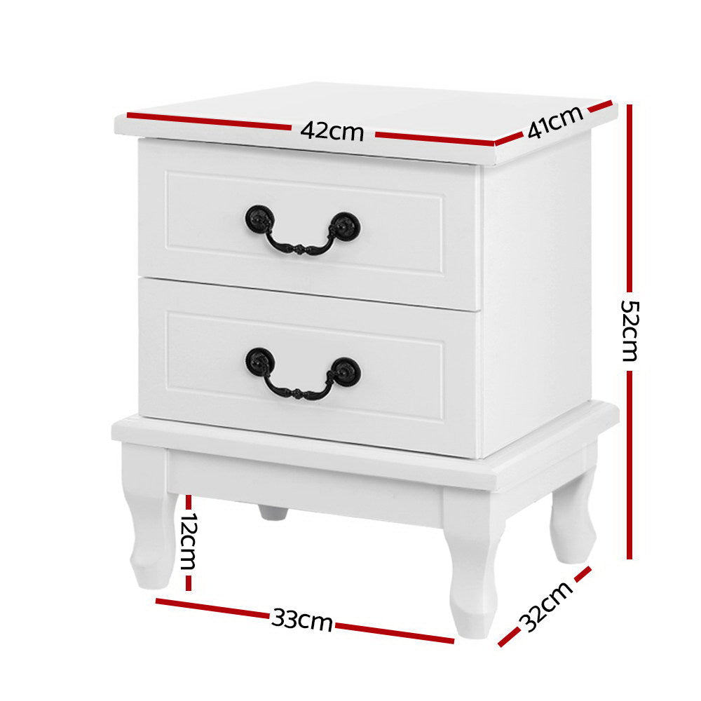 Artiss KUBI Bedside Tables 2 Drawers Side Table French Nightstand Storage Cabinet freeshipping - Awezingly