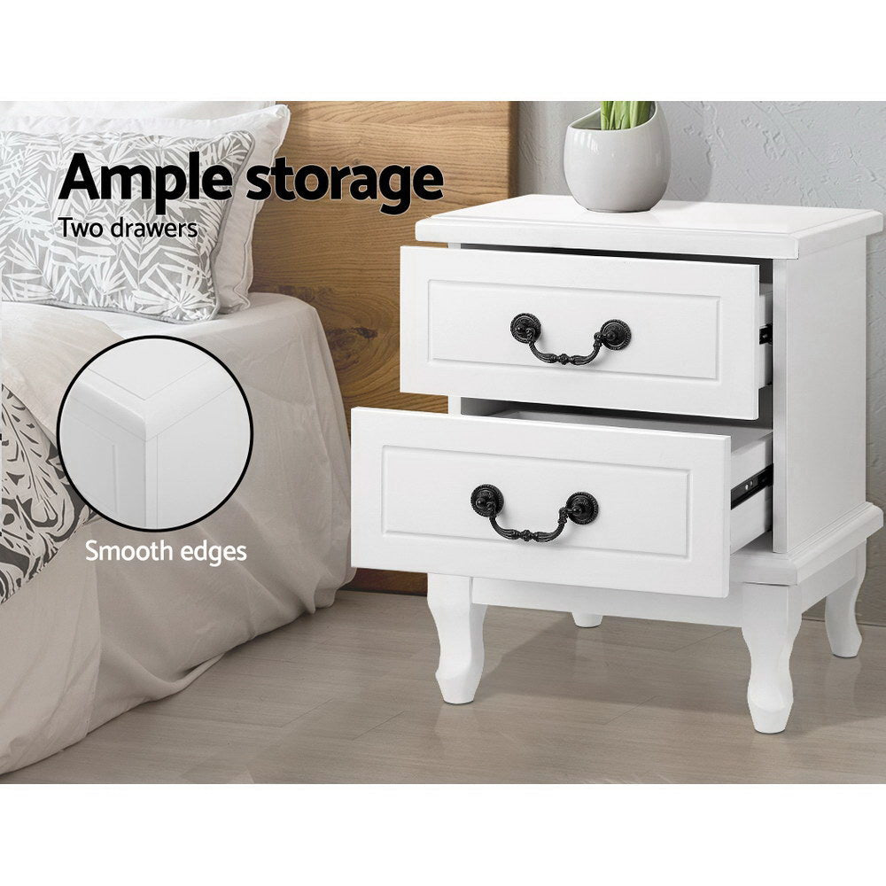 Artiss KUBI Bedside Tables 2 Drawers Side Table French Nightstand Storage Cabinet freeshipping - Awezingly