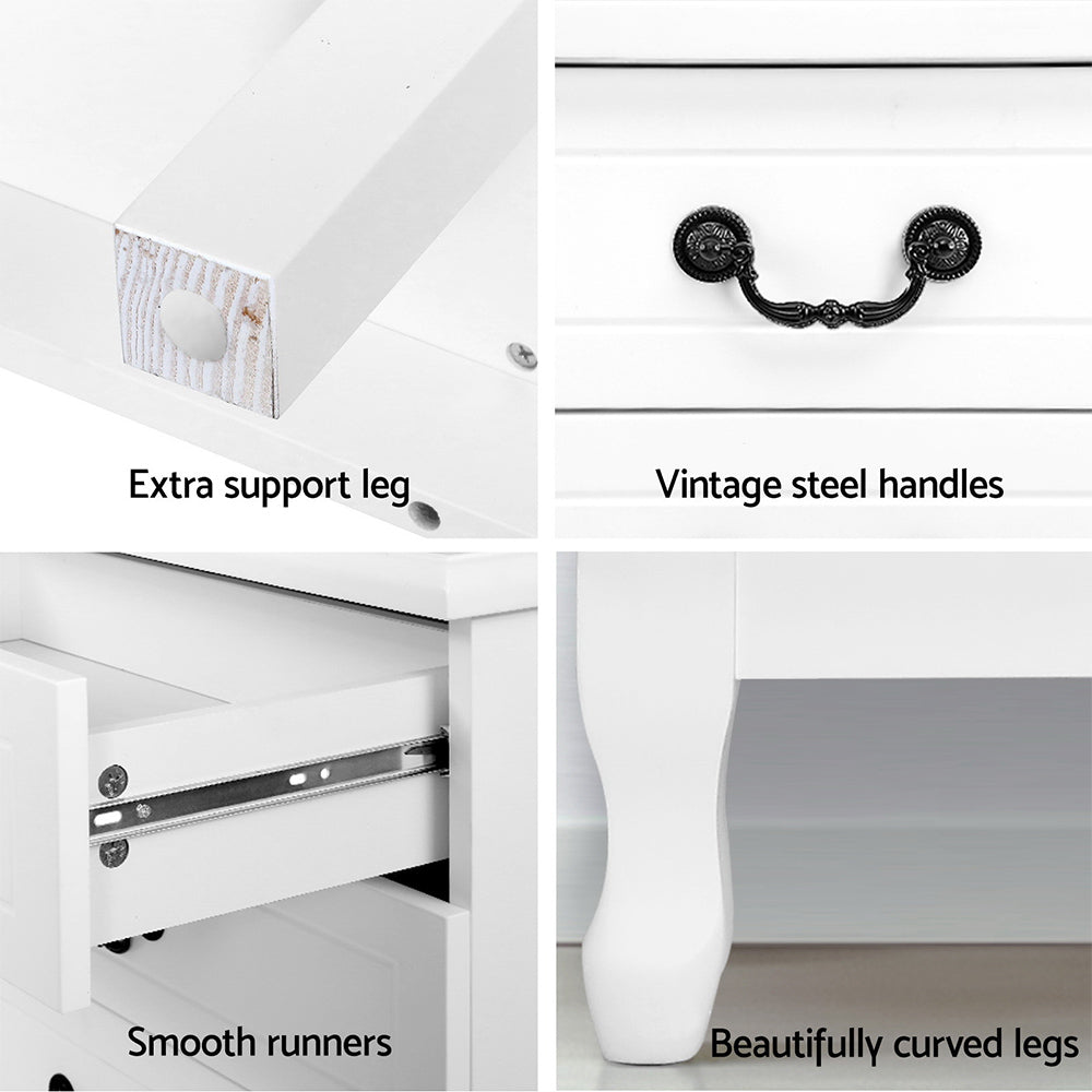 Artiss Chest of Drawers Dresser Table Lowboy Storage Cabinet White KUBI Bedroom freeshipping - Awezingly