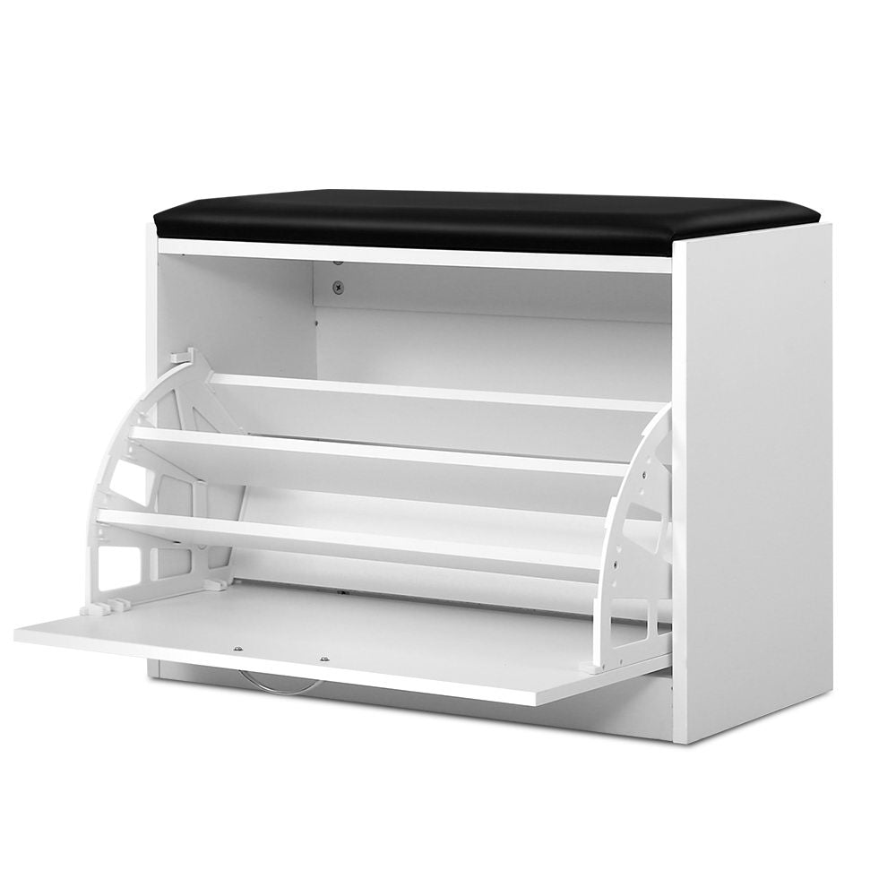 Artiss Shoe Cabinet Bench Shoes Storage Rack Organiser Drawer White 15 Pairs Artiss