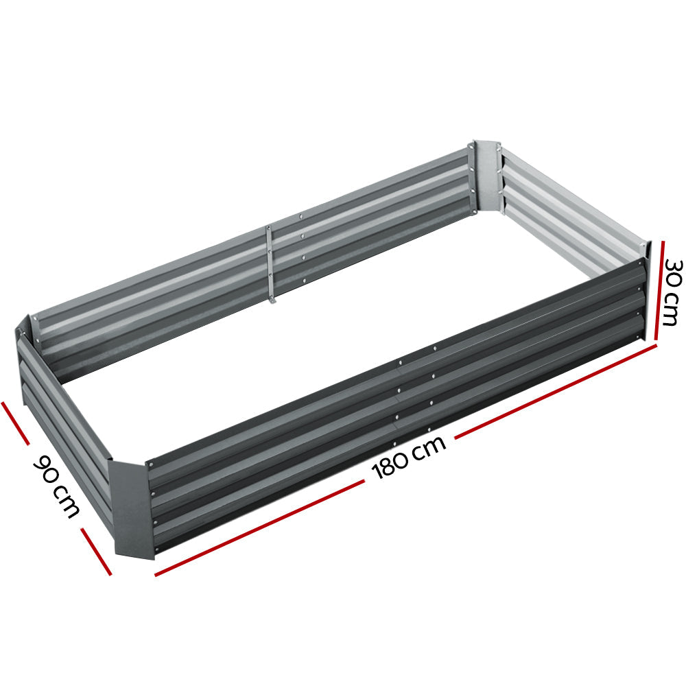 Greenfingers 180x90x30CM Galvanised Raised Garden Bed Steel Instant Planter Greenfingers