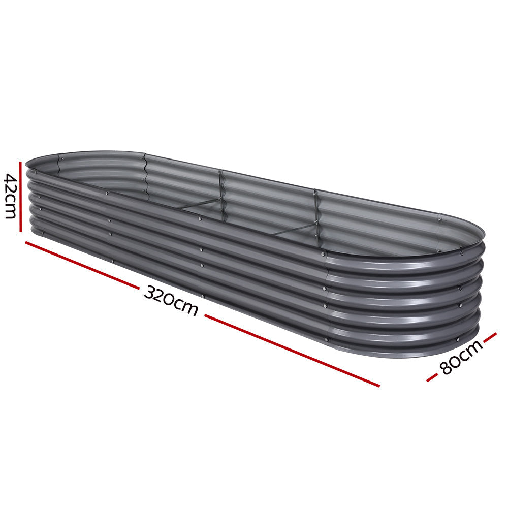 Greenfingers 320X80X42CM Galvanised Raised Garden Bed Steel Instant Planter Greenfingers