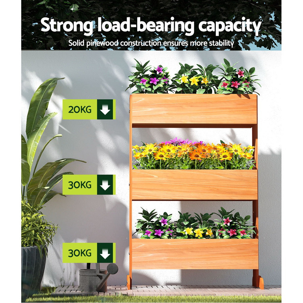 Greenfingers Garden Bed Raised Wooden Planter Box Vegetables 69x39x106cm Greenfingers