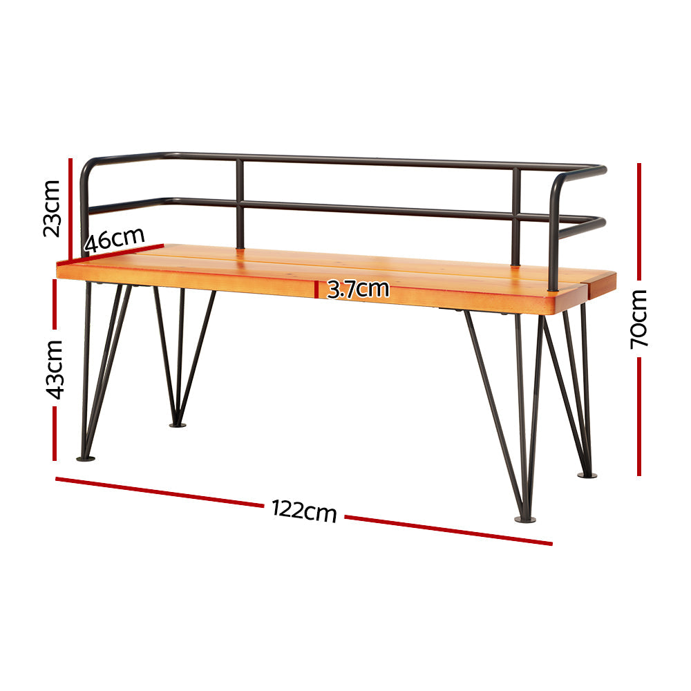 Gardeon Outdoor Garden Bench Lounge Chair Wooden Steel 3 Seater Patio Furniture Gardeon