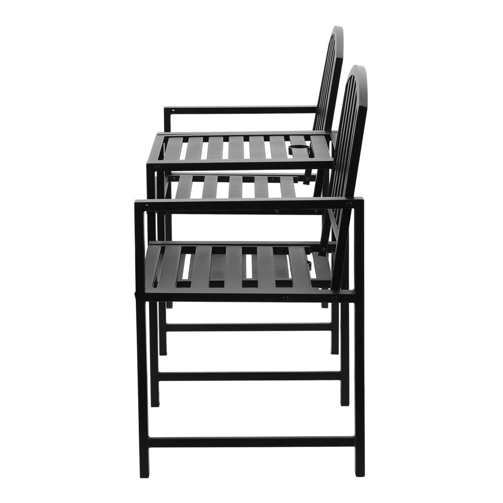Gardeon Outdoor Garden Bench Steel Table and chair Patio Furniture Loveseat Park Gardeon