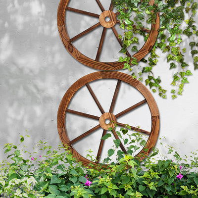 2 x Gardeon Wooden Wagon Wheel