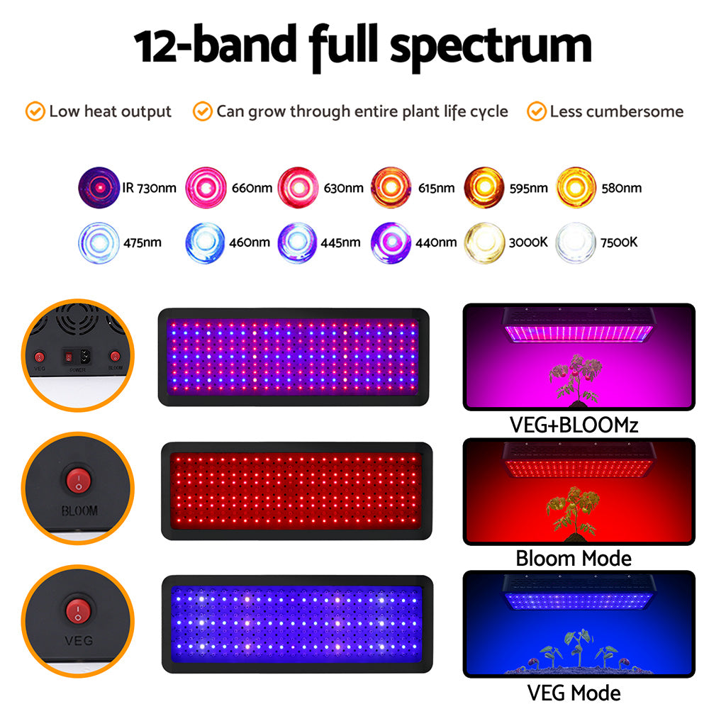 Greenfingers Set of 2 LED Grow Light Kit Hydroponic System 2000W Full Spectrum Indoor freeshipping - Awezingly