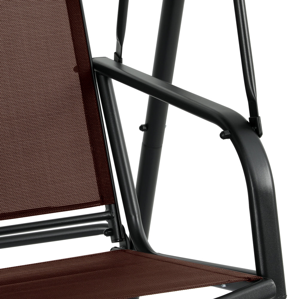 Gardeon Outdoor Swing Chair Garden Bench 2 Seater Canopy Patio Furniture Brown Gardeon