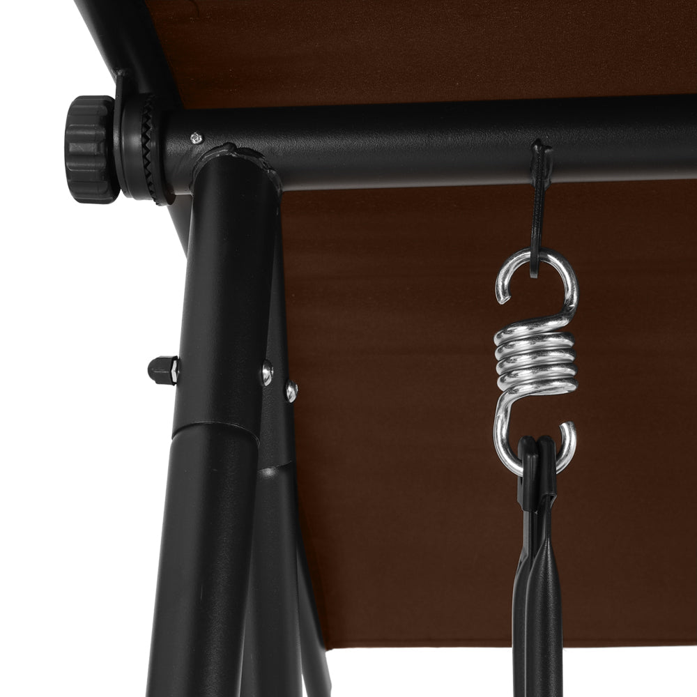 Gardeon Outdoor Swing Chair Garden Bench 2 Seater Canopy Patio Furniture Brown Gardeon
