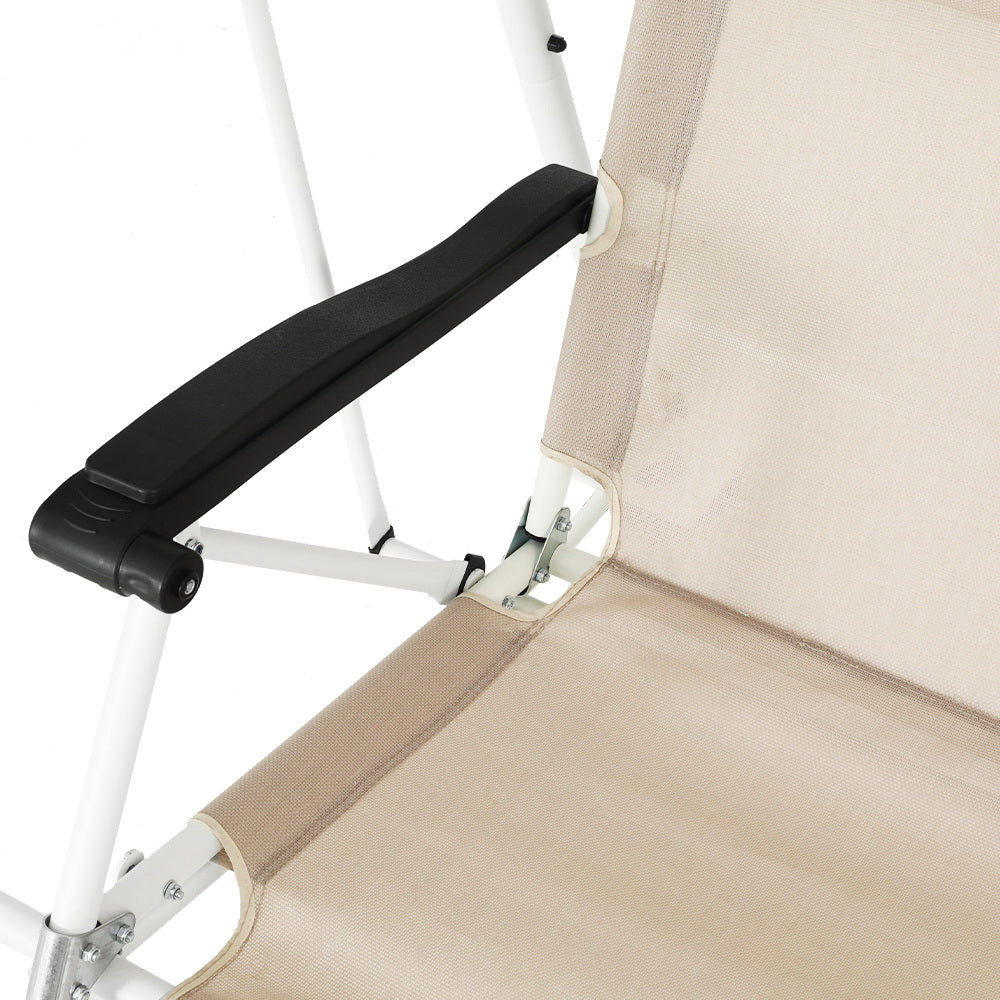 Gardeon Outdoor Swing Chair Garden Lounger 2 Seater Canopy Patio Furniture Beige Gardeon