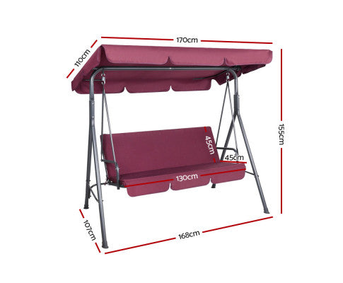 Gardeon Outdoor Swing Chair Hammock 3 Seater Garden Canopy Bench Seat Backyard freeshipping - Awezingly