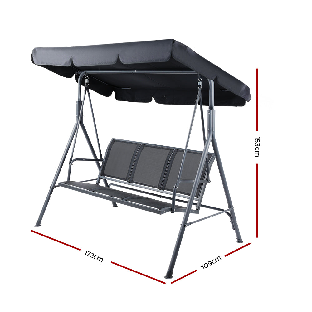 Swing Chair Outdoor Furniture Hanging Chairs Hammock 3 Seater Black freeshipping - Awezingly