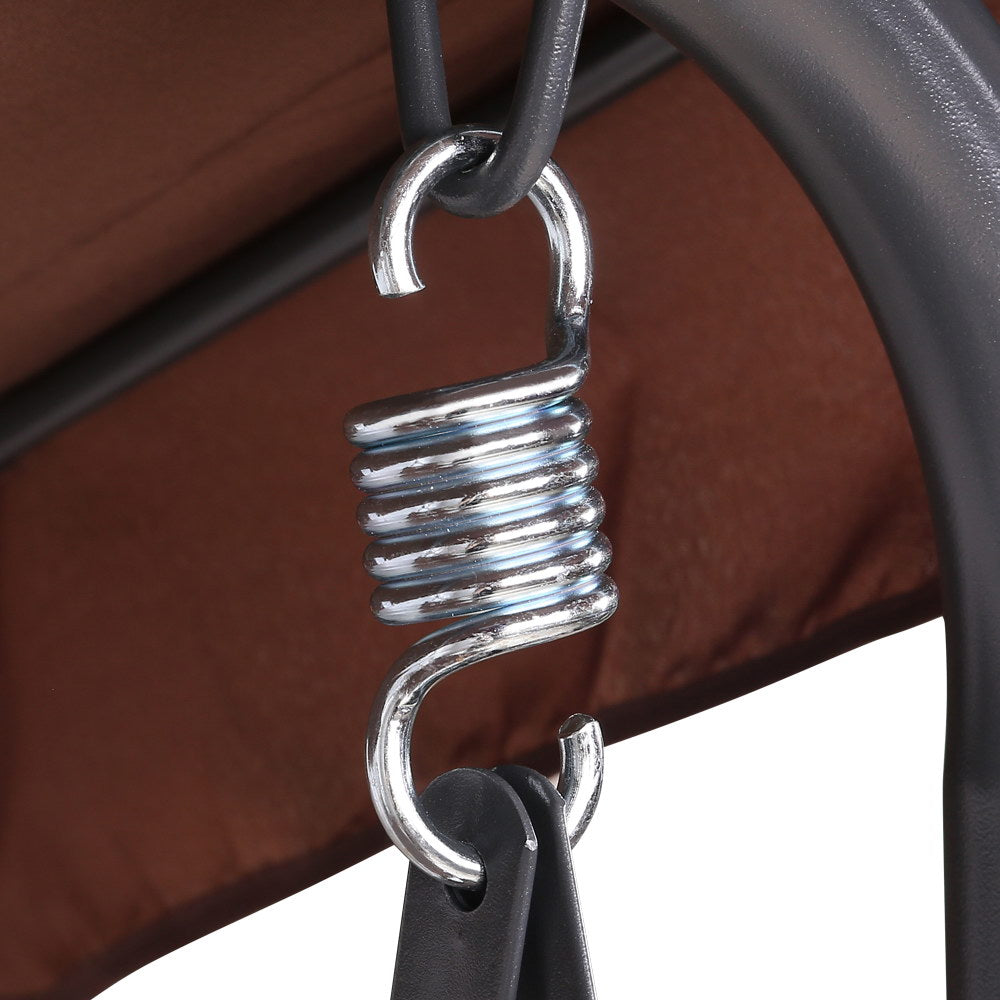 Gardeon 3 Seater Outdoor Canopy Swing Chair - Coffee freeshipping - Awezingly