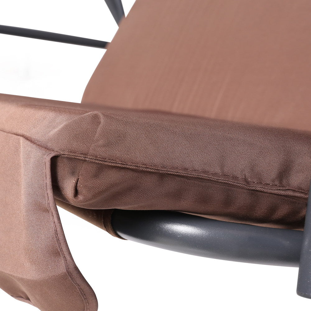 Gardeon 3 Seater Outdoor Canopy Swing Chair - Coffee freeshipping - Awezingly