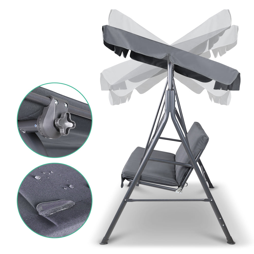 Gardeon Swing Chair with Canopy - Grey freeshipping - Awezingly