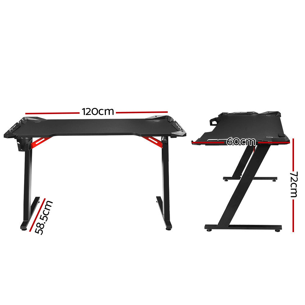 Artiss Gaming Desk Computer Desks Table Study Home Ofiice RGB LED Light 120CM Artiss