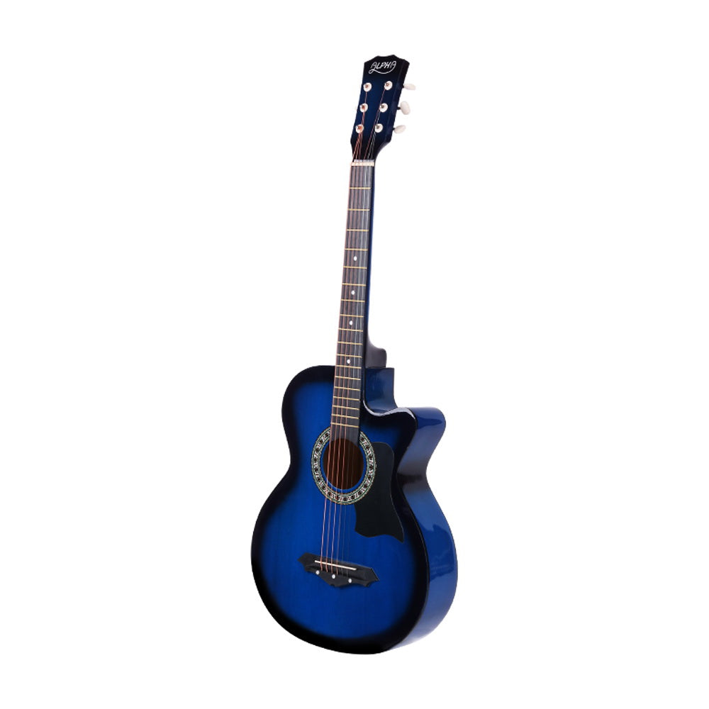 ALPHA 38 Inch Wooden Acoustic Guitar with Accessories set Blue freeshipping - Awezingly