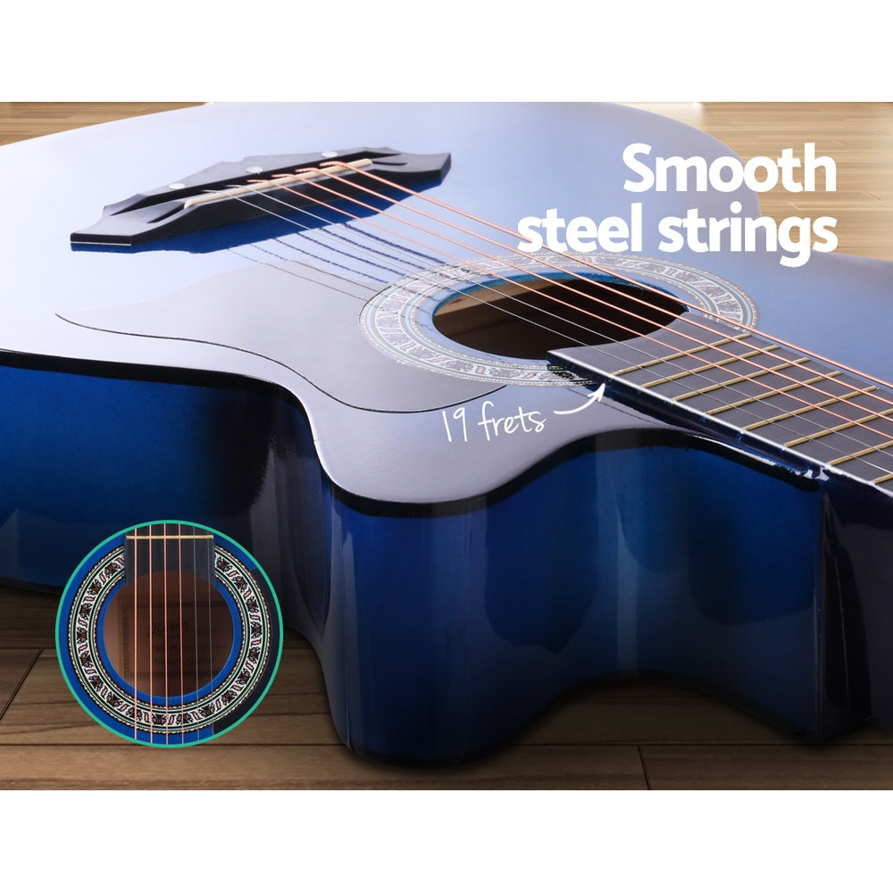 ALPHA 38 Inch Wooden Acoustic Guitar with Accessories set Blue freeshipping - Awezingly