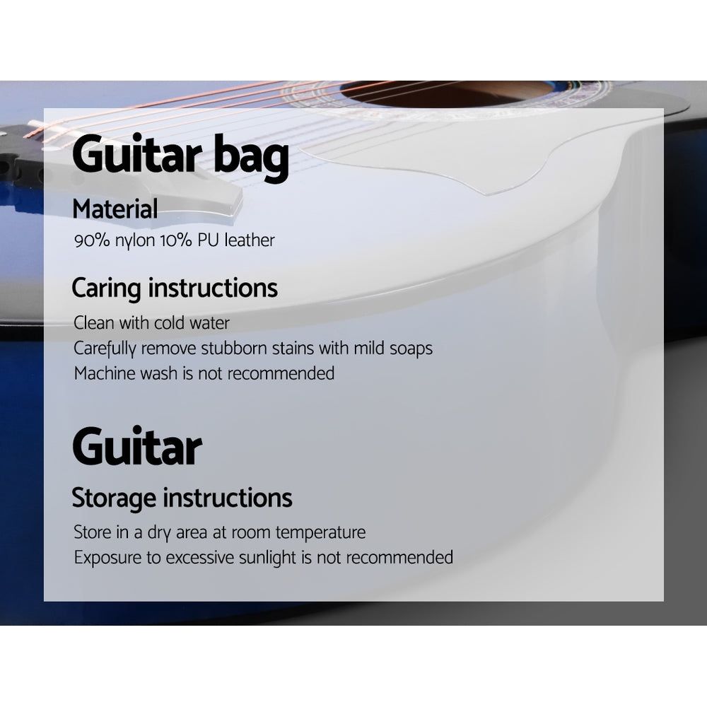 ALPHA 38 Inch Wooden Acoustic Guitar with Accessories set Blue freeshipping - Awezingly