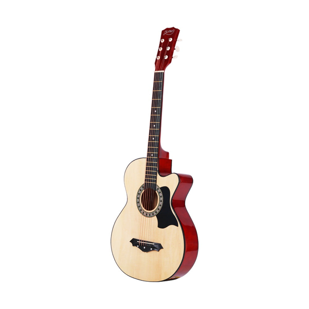 ALPHA 38 Inch Wooden Acoustic Guitar with Accessories set - Natural Wood freeshipping - Awezingly