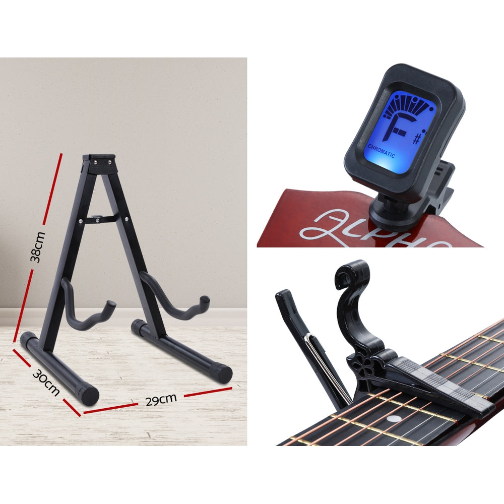 ALPHA 38 Inch Wooden Acoustic Guitar with Accessories set - Natural Wood freeshipping - Awezingly