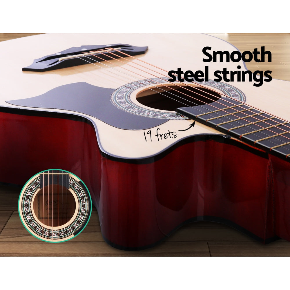 ALPHA 38 Inch Wooden Acoustic Guitar with Accessories set - Natural Wood freeshipping - Awezingly